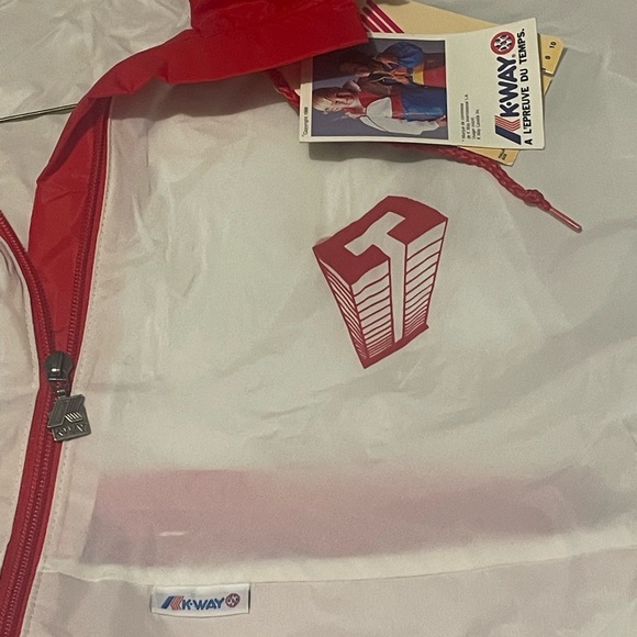 Vintage 70s K Way Windbreaker red & white size large NWT - Picture 6 of 9